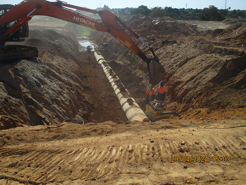 Stormwater channel works at the Mbudzi Interchange